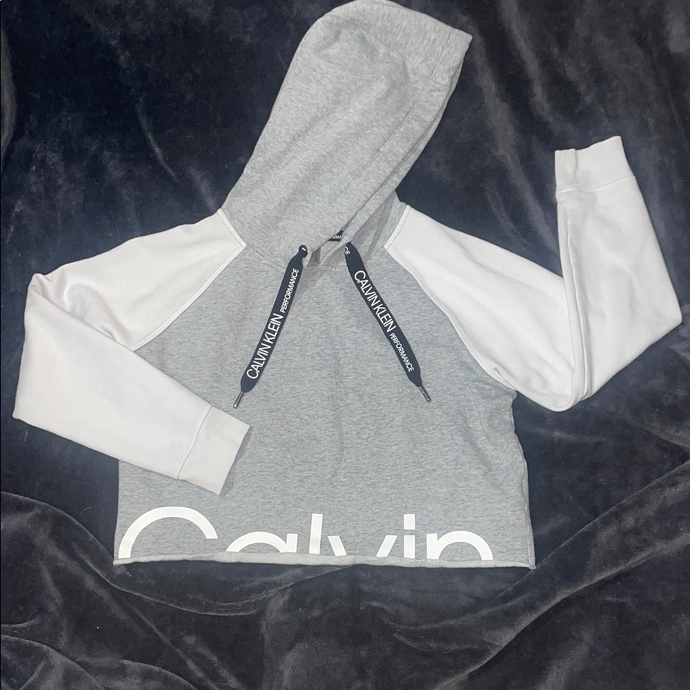 Calvin Klein Gray and White Hoodie